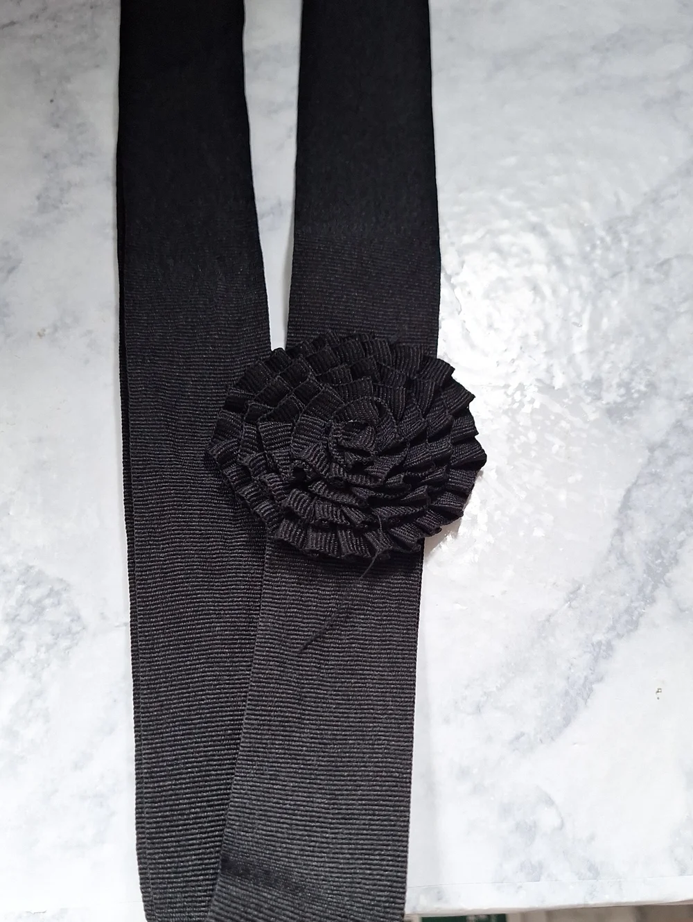 Black Floral Ribbon Waist Belt - Women Accessories